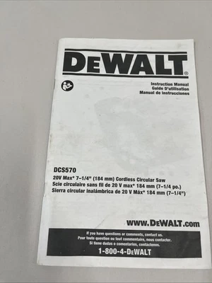 DeWalt  Instruction Manual DCS570 20V Max 7-1/4” Cordless Circular Saw - Image 1 of 4