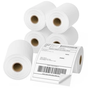 6 Rolls 4"x6" Thermal Shipping Labels, 250 Labels/6 Roll, 1" Core, Perforated... - Picture 1 of 8