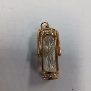 SWAROVSKI Gold Tone Hourglass Pendant Swan Signed SAVVY - Picture 1 of 5