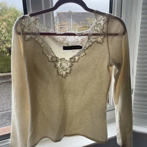 Beautiful ralph lauren cashmere jumper women size m, floral detail, rare - Picture 1 of 8