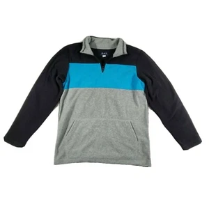 Place Boys XL 14 Black Blue Gray Colorblock Long Sleeve Fleece Pullover Shirt - Picture 1 of 8