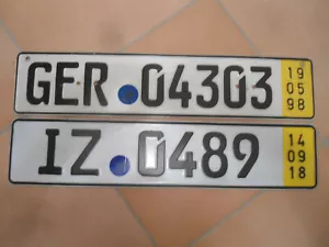2 Nummernschilder Kurzzeit GER / IZ - Bild 1 von 1