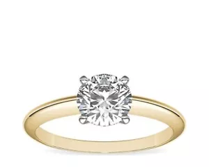 2 Ct Round IGI Certified Lab Grown Diamond Engagement Rings 14K Yellow Gold - Picture 1 of 9