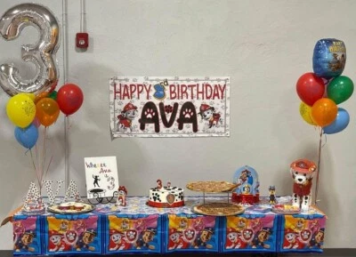 Paw Patrol Marshall Happy 3rd Birthday Ava Vinyl Banner 48” x 24” - Image 1 of 2