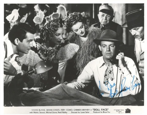 Perry Como. Signed photo from 1945 movie Doll Face. American singer and actor Cover