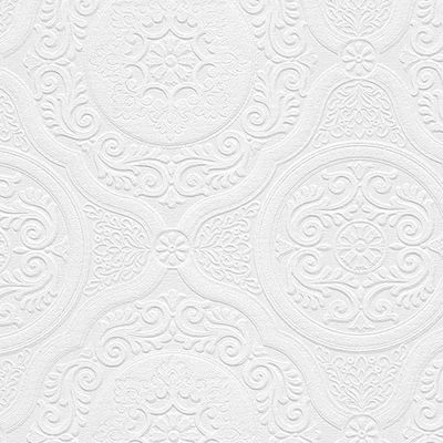 Papel pintado pintable victoriano medallones ornamentados de encaje 48932 por rollo doble Foto 1 de 3