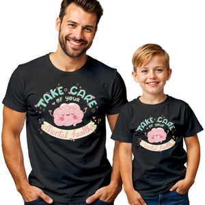 Mens Kids Brain Take Care Mental Health Awareness T-Shirt Tee Anxiety Gift #MHA - Picture 1 of 30
