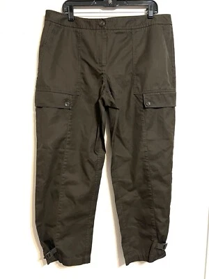 Nordstrom Signature Brown Cargo Cropped Pants 100% Cotton Sz 16 - Image 1 of 4