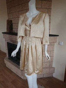 Bain de Nuit Französische Seide Set Kostüm Abend Cocktail Kleid Bolero Cape M - Bild 1 von 12