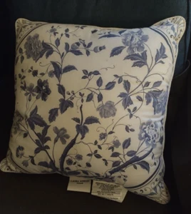 Laura Ashley Home Blue and White Floral Throw Pillow, 16x16 - Picture 1 of 4