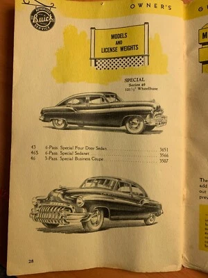 GUÍA ORIGINAL 1949 - 1950 BUICK SERIE 40 PROPIETARIO - PRIMERA EDICIÓN Foto 1 de 4