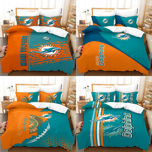 Miami Dolphins Duvet Cover Comforter Cover&2 Pillowcases 3pcs Bedding Set Gift