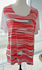 ?? Yvonne Black Short Sleeve White Red & Grey Striped Top 18