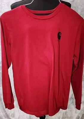 Camiseta Carhartt Jóvenes Niños L Manga Larga Roja Cuello Redondo Exterior Gorpcore Caza Foto 1 de 4