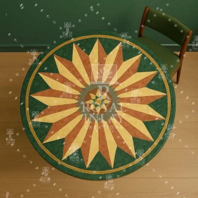 Tavolo rotondo 24" Sunburst Inlay - fatto a mano pietra naturale mosaico accento tavolo - Immagine 1 di 4