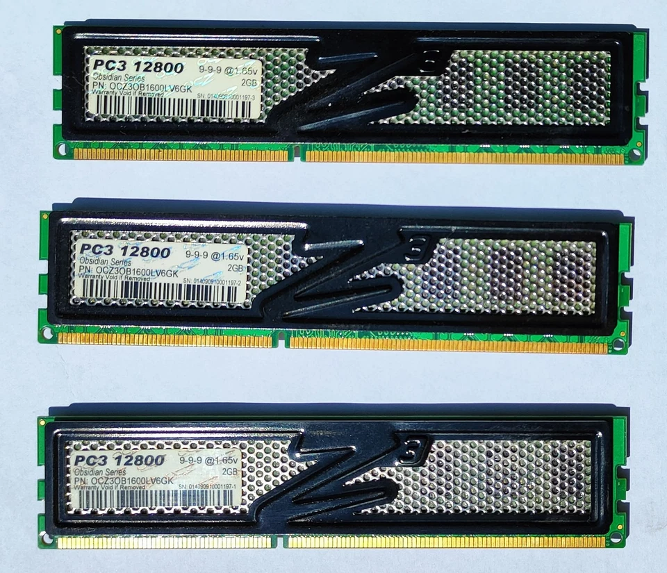 OCZ Obsidian Series 6 GB 3x2 GB DDR3 1600 MHZ OCZ3OB1600LV6GK RAM DIMM 240 pin - Immagine 1 di 1