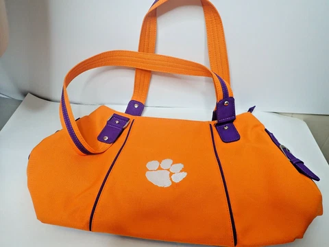 Clemson Tigers Purse Handbag Unknown Maker NCAA 16"  L X 9" Deep Zip Pockets Cover