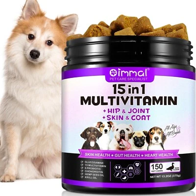DOG MULTIVITAMIN Chews Treats Food DOG PROBIOTIC SUPPLEMENT Blend Skin Gut Heart - Image 1 of 4