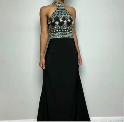 Fiesta 时尚 2 件套吊带上衣串珠黑色礼服 — 第 1/3 张图片
