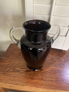 Black Amethyst Crystal Etched Antique 1936 Vase Stunning Approximately 10” - Picture 1 of 12