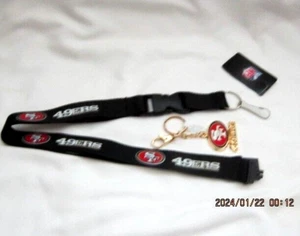49ers Black NFL Keychain Detachable Lanyard+49ers Logo Gold Clr Keychain-New! - Picture 1 of 3