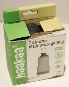 Haakaa Breast Milk Storage Bags Silicone Reusable Washable 9oz 2pc *Damaged Box* - Picture 1 of 4
