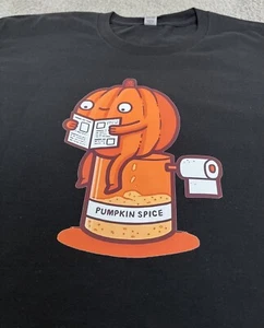 Making Pumpkin Spice, Classic Pumpkin Autumn Fall Men’s Black Tee Size Small - Picture 1 of 4