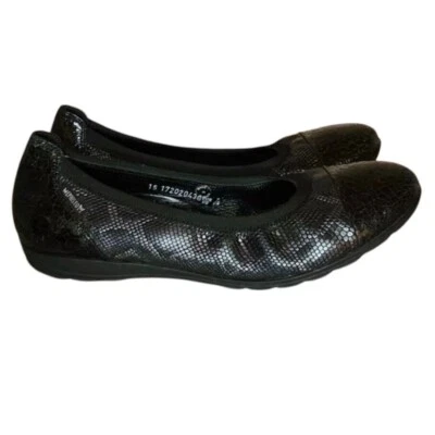 Zapatos planos de ballet Mephisto Elettra para mujer de cuero con patente negra sin cordones talla 7 cómodos Foto 1 de 4