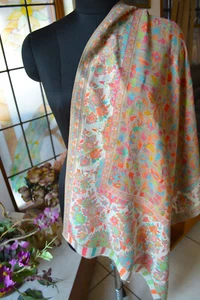 FLORAL NÜCHTERNE FARBEN STOLA HANDGEWEBT KANI JAMAVAR SCHAL 100% KASCHMIR PASHMINA - Bild 1 von 7