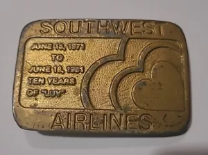 Southwest Airlines Belt Buckle 10 Years Of  “Luv” 1971-1981 - Picture 1 of 5