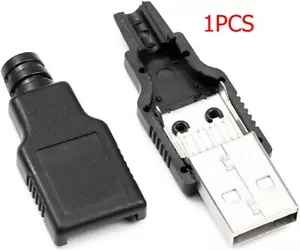 USB 2.0 Type A Male 4-Pin Plug Socket Connector with Black Plastic Cover - Picture 1 of 3