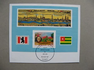 TOGO, S/S 750 years Berlin CTO FDC 1987, on paper fragment, flag building - Picture 1 of 1