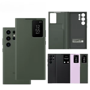 OEM Window View Flip Cover Samsung Galaxy S24 S23 Ultra Leather Slot Smart Case - Picture 1 of 26