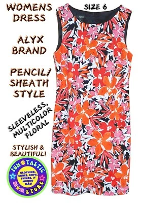 ЖЕНСКОЕ ПЛАТЬЕ. БРЕНД ALYX. МНОГОЦВЕТНЫЙ ЦВЕТОЧНЫЙ. НОЖНЫ ДЛЯ КАРАНДАШЕЙ. Размер 6. БЕЗ РУКАВОВ - Изображение 1 из 4