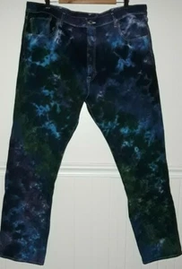 NEW Tie Dye Levis 501 Button Fly Jeans 40 x 32 100% Cotton Purple, Blue, Green - Picture 1 of 4