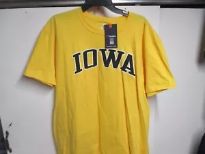 IOWA HAWKEYES "FANATICS" MENS SHORT SLEEVE T SHIRT (XL) NWT YELLOW "IOWA" LOGO - Picture 1 of 3