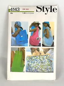 1973 Style 4143 One Size Sewing Pattern Beach Bag Tote Carryall Handbag Vintage - Picture 1 of 7