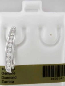 GENUINE 0.35 Cts DIAMOND Single HUGGIE EARRING 10K WHITE GOLD - New With Tag - Picture 1 of 4