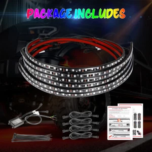 4x RGB Color LED Lights Strip Bluetooth Under Car Tube Underglow Neon Light Kit - Picture 1 of 6