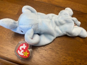 Ty Retired 1995 Beanie Baby "Peanut" Light Blue Elephant. PVC Pellets, MWMT! - Bild 1 von 5