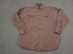 Resistol Shirt Adult Medium Red Brown Canvas Mens Western Rodeo Cowboy Snap - Picture 1 of 15