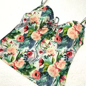 34B Victorias Secret Tankini Swim Top Underwire Pushup Adjustable Straps Floral - Picture 1 of 5