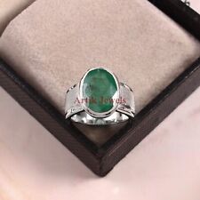 Natural Green Onyx Gemstone with 925 Sterling Silver Ring for Men's #115