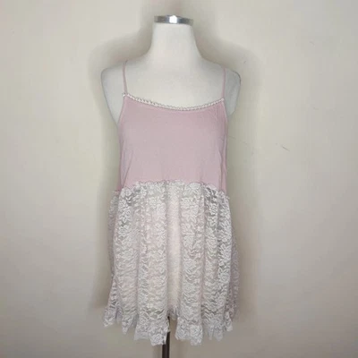 Camiseta sin mangas Babydoll de encaje caballete mini mediana para mujer rosa Y2K hada caprichosa  Foto 1 de 4