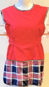 Delantal Jay Dee By Jack Dempsey Años 50 Talla M Rojo con Patrón A Cuadros Azul Marino y Rojo - Imagen 1 de 8