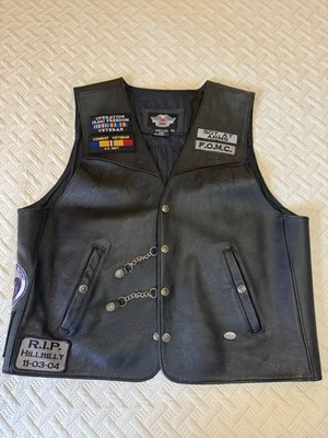 Chaleco de cuero XXL Harley Davidson veterano de combate de Estados Unidos Marina prisionero de guerra Virginia calavera Foto 1 de 4