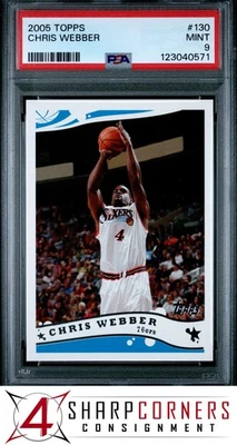 2005 TOPPS #130 CHRIS WEBBER 76ERS HOF POP 1 PSA 9 - Image 1 of 3