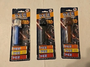 PEZ Star Wars R2D2 Darth Vader Chewbacca Süßigkeitenspender 3 Stück Versiegelt - Bild 1 von 16