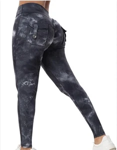 Blaue Batik Leggings für Frauen nahtlose Scrunch Leggings Po Lifting Gym XS - Bild 1 von 6