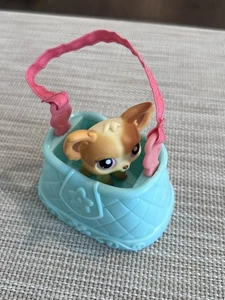 Authentic Littlest Pet Shop (LPS) #96 Chihuahua Light Brown Blonde Purple Eyes - Picture 1 of 5